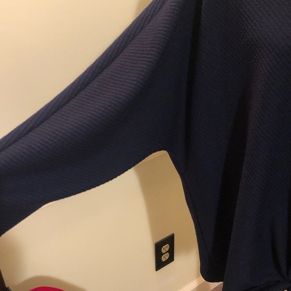 Ruby Rd. Dark Blue V-Neck Top - Picture 2 of 7